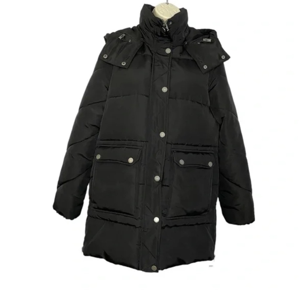 Lucky Brand Hooded Utility Pocket Zip Puffer Jacket